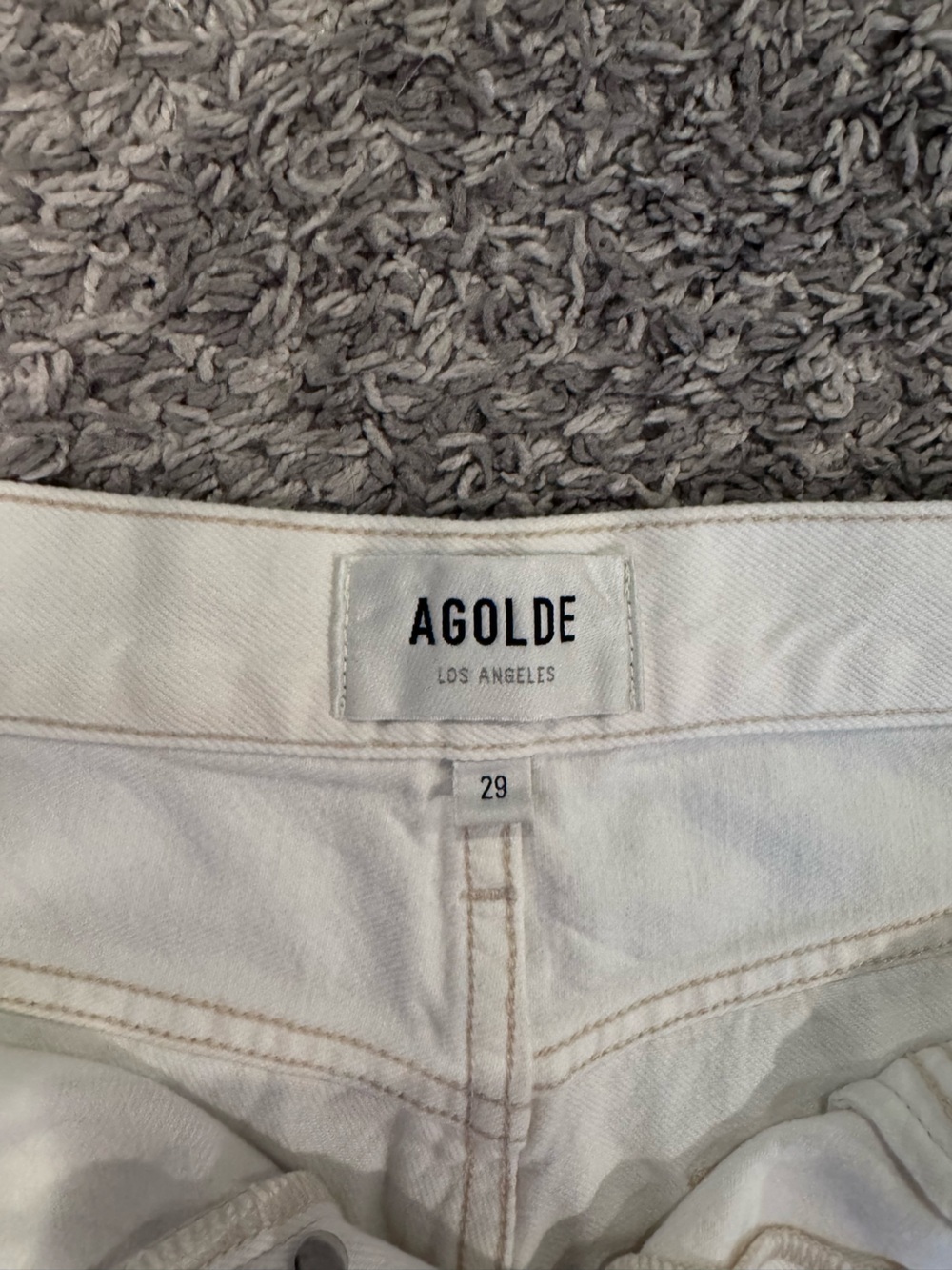 Agolde White Frayed Hem Denim Shorts - Picture 3 of 3